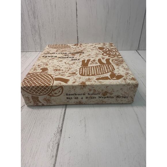 Samburu Safari Sigma Brass Animal Napkin Rings Set 4 Vtg Rare Bedford Stuyvesant - Picture 10 of 13